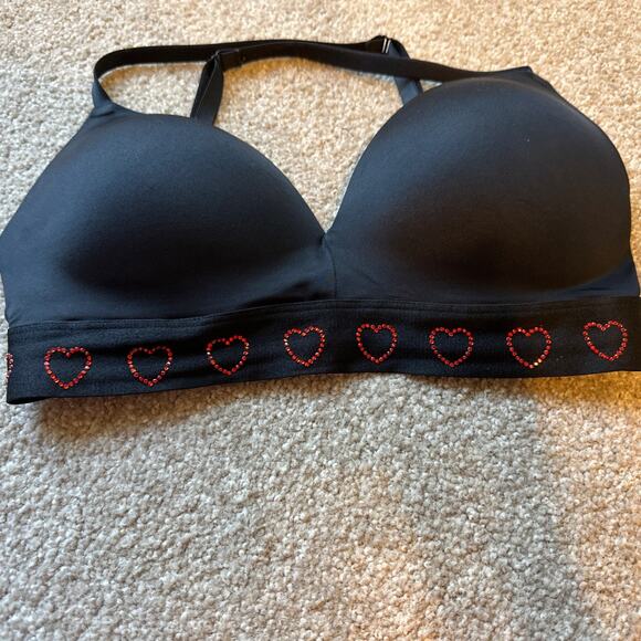 Victoria's Secret PINK Black Rhinestone Wear Everywhere Wireless Push Up 34D - Picture 3 of 10